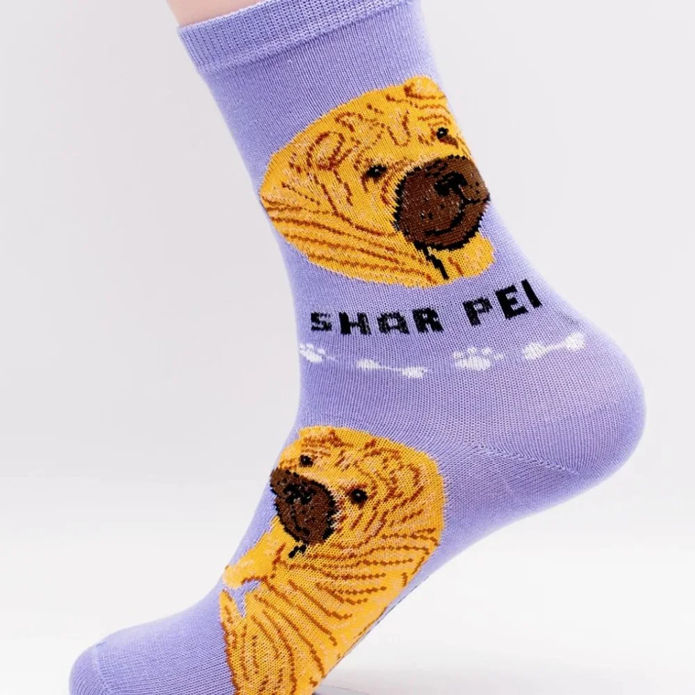 Shar Pei Fighting Dog Wrinkles Puppy Cute Dogs 2 Pairs Women's Foozys Socks
